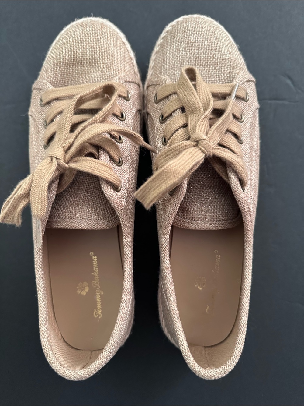 Tommy Bahama Women's Beige Galana Canvas Twine & Espadrille Sneakers Shoes 9.5